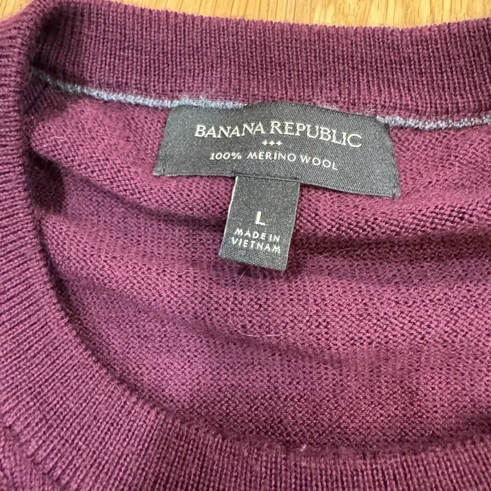 Banana Republic Mens Merino Wool Crewneck Sweater Burgundy Red Large 404705-12